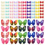 Tongcloud 80 pcs Dog Hair Bows with Rubber Bands Butterfly Dog Knotted Bows Pet Hair Bows Ties Elastic Hair Bands for Puppy Dog Cats Hair Accessories (20 Color)