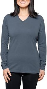 Insect Shield Women's UPF Dri-Balance Long Sleeve V-Neck T-Shirt, Titanium, Large