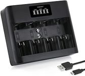 Tenergy TN486U 5-Bay Universal Battery Charger with LCD, Micro USB/Type C Input, for AA, AAA, C, D, and 9V Rechargeable Batteries