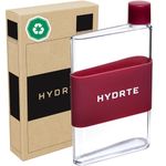 Hydrte | The Slim Water Bottle | Leakproof Flat Water Bottle | BPA Free Plastic | The Ultimate Handbag Water Bottle | Fits Into Any Bag (350ml, Ruby Red)