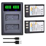 PowerTrust 2Pcs EN-EL9 EN-EL9A Battery and Charger for Nikon D5000, D40, D40x, D60, D3000 Camera