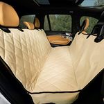 Pet Seat Cover with Seat Anchors - Waterproof - Hammock - Side Flaps - Non-Slip Silicone Backing Bonus Pair of Best Harness and Seat Belt for Cars, Trucks, Suv's and Vehicles-XL Tan