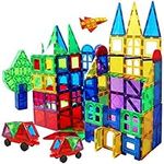 MAGBLOCK Magnet Building Tiles 130 Pcs 3D Toys Magnets Magnetic Blocks Set Preschool Toys Gifts for 3 4 5 Years Old Age Boys Girls and Toddlers.