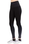 YELETE Women's Jogging Pants Active Ombre Moto Ridge Detail Leggings, 72 Black, Large