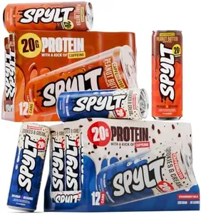 Spylt High Protein Peanut Butter Chocolate/Cookies & Cream Milk with 60mg Caffeine & 20g Protein - 90 Calories, Ready to Drink, Sugar Free, Lactose Free Milk, Perfect for Workout Recovery & Afternoo