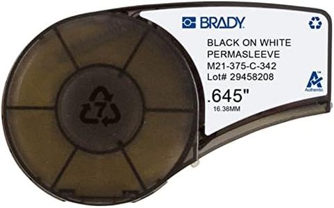 Brady PermaSleeve Heat-Shrink Polyolefin Wire Marking Sleeves (M21-187-C-342) - Black On White Sleeves - Compatible with BMP21-PLUS IDPAL and LABPAL Printers - 7' Length 0.645 Width