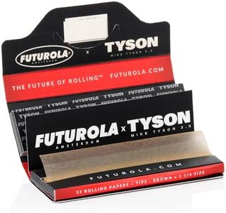 Futurola x Tyson 2.0 Rolling Papers + Tips 1 ¼ Size - Premium Dutch Brown Paper - 33 Rolling Papers + 33 Tips - Mike Tyson's Signature Collection, Expertly Crafted for Smooth & Even Burn