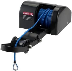 35 lbs Electric Anchor Winch, 12V Boat Anchor Winch-Marine Saltwater Anchor Windlass Kit with Remote Control & 100-feet of Pre-Wound Anchor Rope for Speedboats, Wench-Anchors - Complete Set Black
