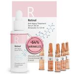 Elemental Care Anti-Aging Facial Treatment Set - Retinol Face Serum 30ml and 5 x 1.3ml Ampoules - Reduce Wrinkles by 64% in 3 Months - Intensive Facial Serum Treatment for a Natural Face Lift