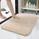 HOUSERAN Bathroom Rug 20'’x30'’, Extra Soft Microfiber Bath Mat, Non Slip Washable, Water Absorbent, Bathroom Mat Quick Dry for Bathroom Floor, Tub and Shower, Beige