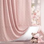 Siiluminisoy Boho Pink Textured Shower Curtain with Tassels 72 x 72 Tufted Chevron Striped Chenille Woven Fabric Cloth Shower Curtain Modern Farmhouse Minimalist, Shabby Chic Home Decor for Bathroom