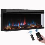 FLAMME Knighton 130cm/51" 3-Sided Electric Media Wall Fire, Recessed TV Media Wall, Multiple Flame Colours, Sound Effects and APP Control