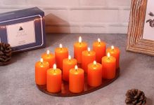 Winsome Decorative, Orange Small Pillar Candles,Non Scented, Hand Poured Paraffin Wax, Pack of 12 for Party and Event Decoration, Birthday Party