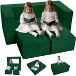 MeMoreCool Kids Sofa Bed Toddler Armchair Couch, Green Kids Convertible Couch Lounger Fold Out, Baby Couch Floor Chair Bedroom Furniture, Modular Mini Couch for Playroom