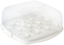 Sistema BAKE IT Cake Carrier & Cupcake Box | 8.8 L | Reversible Flip Base Holds 12 Cupcakes or 1 Cake | BPA-Free | White | 1 Count