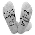 I'm Not Sleeping Just Resting My Eyes Funny Socks for Grandpa Dad Best Gift for Birthday Father's Day, Grey 2