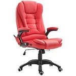 HOMCOM Adjustable Heated Ergonomic Massage Office Chair Swivel Vibrating High Back Faux Leather Executive Chair Home Office Furniture (Red)