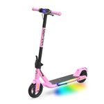 Gotrax Comet Foldable Electric Scooter for Kids 6-12, 6" Solid Tire, Max 11Km Range and 16Km/h Speed, Thumb-Throttle Control, RGB Pedal Light & Red Taillight, Great Present for Boys Girls, Pink