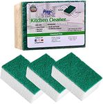 COMPAC HOME Magic-Stone Kitchen Cleaner Scrub - 2-Sided Scouring Stone, Easily Removes Stubborn Food Grime, Grease, 4 Count, White/Green