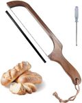 HOTTOR Bread Knife for Homemade Bread,Wooden Sourdough Bread Slicer with Bow Design,Premium Stainless Steel Serrated Saw Bread cutter for Bagels, Baguettes and More, brown