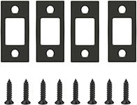 Stainless Steel Deadbolt Strike Plate Square Round Corner Backplate 1" x 2-1/4" with 8 Screws (Black)