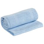 Blue Cellular Blanket Double Bed | Adult Cellular Blanket Cotton | Large Bed Throw Reversible Lightweight |Thermal Soft Traditional Cellular Blanket (230 x 230cm)