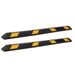 GarveeLife 72" Rubber Parking Curb, Heavy Duty 6 ft Wheel Stopper with Reflective Stripes, for Driveway, Garage, Parking Lot（2Pcs