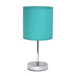 Simple Designs LT2007-BLU Mini Basic Chrome Table Lamp with Shade, Blue