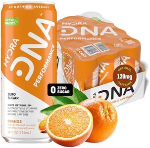 HYDRADNA- Clean Performance Drink, Zero Sugar | For Natural Fuel, Alertness, Boost, Stamina,120 mg Organic Caffeine, Natural Flavors, Zero Sucralose, Clean Ingredients (12 Pack) (12 Pack, Orange)