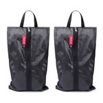 pack all Water Resistant Shoe Bags Plus for Travel, Storage Organizer Shoe Pouch with Zipper, Multi-Color for Men and Women, 2 Pack Plus-Black