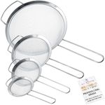 U.S. Kitchen Supply - Set of 4 Premium Quality Fine Mesh Stainless Steel Strainers with Wide Resting Ear Design - 3", 4", 5.5" and 8" Sizes - Sift, Strain, Drain and Rinse Vegetables, Pastas & Tea