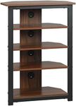 HOMCOM TV Stand, AV Media Stand, Corner Audio Tower with Storage Shelves and Steel Frame, Living Room Storage, Brown