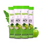 OZiva ACV Moringa For Weight Loss | 3-in-1 Fat Oxidation Formula I With Cinnamon & Guggul Extracts | No Maltodextrin, No Added Sugar | Green Apple,15 Effervescent Tablets, Green Apple (Pack of 4)