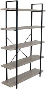 Sunnydaze 5-Tier Industrial Style Bookshelf with Open Shelves and Veneer Finish - Oak Gray