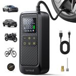 Lamicall Tire Inflator Portable Air Compressor - [5X Faster Inflation] Air Pump with Digital Pressure Gauge & LED Light, 150PSI Electric Tyre Pump for Car Motorcycle Wheel Simulator, Wheel, Mom Gift