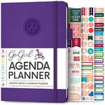 GoGirl Planner Agenda – Colorful Undated Monthly & Weekly Organizer for Women, Journal for Time Management & Productivity (Purple)