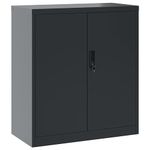 vidaXL Anthracite File Cabinet - Steel, Lockable Doors, Office Storage, Practical Shelf, Industrial Style, Easy-To-Assemble, 79x40x90 cm