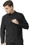 WonderWink W123 Men's Zip Front Warm Up Scrub Jacket, Black, M