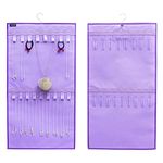 ANZORG Dual-sided Hanging Jewelry Organizer with 34 Hook Loops Wall Mounted Necklace Holder Jewelry Display Storage Hanger for Bracelet Chain (PURPLE)