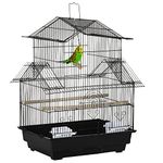 PawHut Bird Cage Budgie Cage with Slide Tray Handle for Finch Canary 50.5 x 40 x 63cm Black