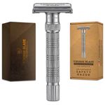 VIKINGS BLADE Adjustable Double Edge Safety Razor + Luxury Case. Smooth, Reusable, Eco-Friendly (The Emperor “Frosted Chrome”)