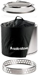 Solo Stove Bonfire Big Yard Bundle 2.0 | Incl. Bonfire Smokeless Fire Pit with Stand, Shield, Shelter, Portable for Wood Burning, Removable Ash Pan, Stainless Steel, H: 16.75in x Dia: 19.5in, 28.25lbs