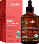 Cliganic Organic Jojoba Oil, 100% Pure (120ml) | Moisturizing for Face, Hair, Skin & Nails | Natural Cold Pressed Hexane Free | Base Carrier Oil