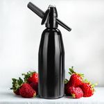 HYEIOL 1Liter Sparkling Water Maker, Carbonated Soda Siphon for Home & Club, DIY Fresh Soda Drinks,Aluminum Alloy Design (Black)