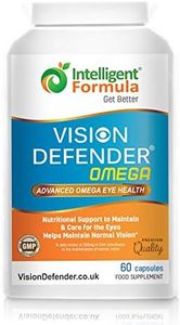 VISION DEFENDER OMEGA Eye Supplement: Care and Relief for Dry Eyes, Improve Eye Health- High Strength 1000mg Pure Omega-3 Fish Oil (400mg EPA, 200mg DHA per capsule)+Vitamin E (60 Softgels) Made in UK