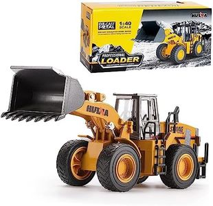 Gemini & Genius Construction Vehicle Loader Toy 1/40 Scale Die-cast Site Wheeled Loader Alloy Model Toys for Kids, Heavy Metal Dozer for Display and Collection (1-40 Front Loader)