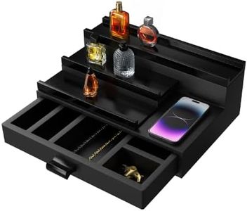 TIOPSUUO Cologne Organizer For Men - 3 Tier Cologne Stand Perfume Organizer,With Hidden Compartment Cologne Holder,Drawer Storage Display Risers,Perfume Organizer For Dresser,Great Gift For Man