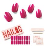 NAILOG Semi Cured Gel Nail Strips, Extra Long Nail Polish Strips (20 Pieces), Long Lasting Semi Cured Nail Stickers with Soft Glossy Gel Finish,Flair