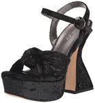 Circus NY Women's Audrea Platform Sandal, Black Shimmer Velvet, 5 UK