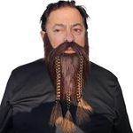 City Costume Wigs Realistic Self Adhesive Fake Viking Beard Professionally Pre-Styled Braided Beard - Brown Beard Costume